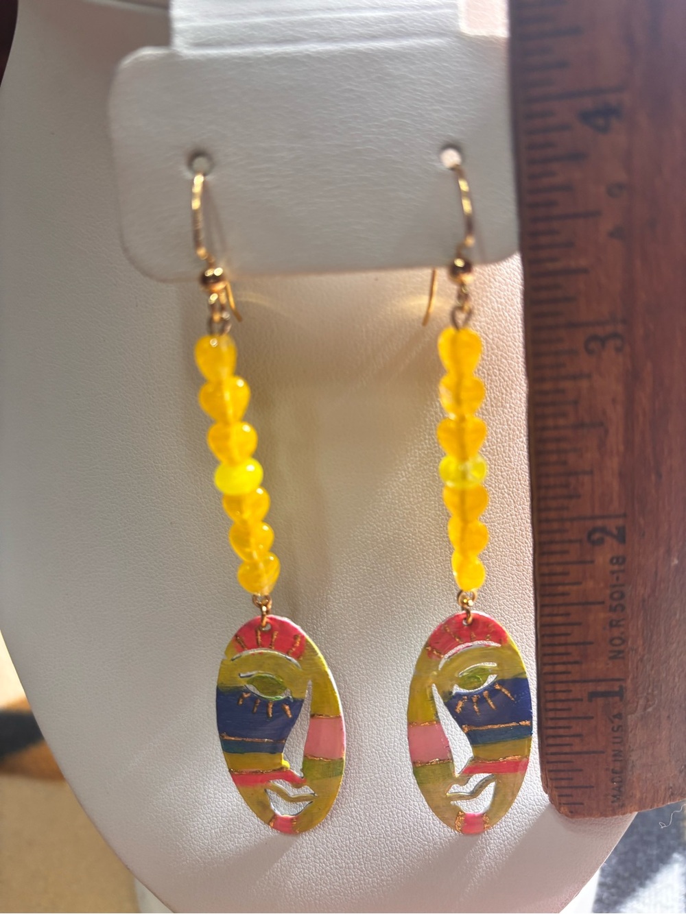 Custom made for @istiddard Artisan abstract hand painted metallic earrings - Picture 5 of 6